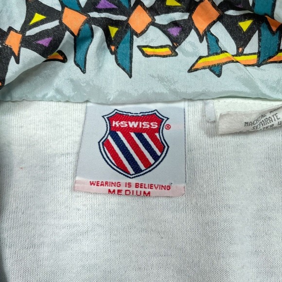 Vintage K Swiss Jacket Women Size Medium Teal Full Zip Retro 80s 90s Windbreaker - Picture 9 of 15